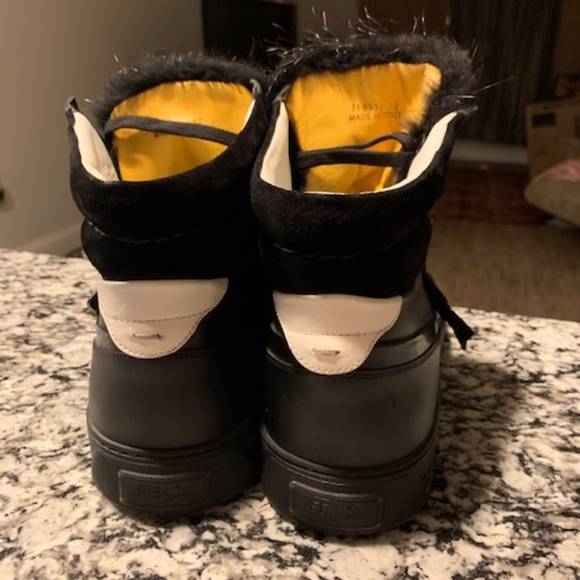 Fendi Other - FENDI 12 MONSTER YELLOW INTERIOR FUR LEATHER SHOE